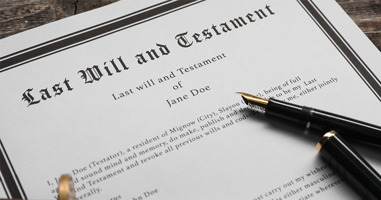 An image of a Will, with a fountain pen sitting on top