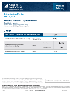Capital Income product rate sheet