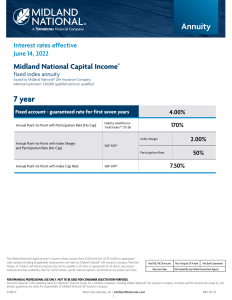 Capital Income product rate sheet