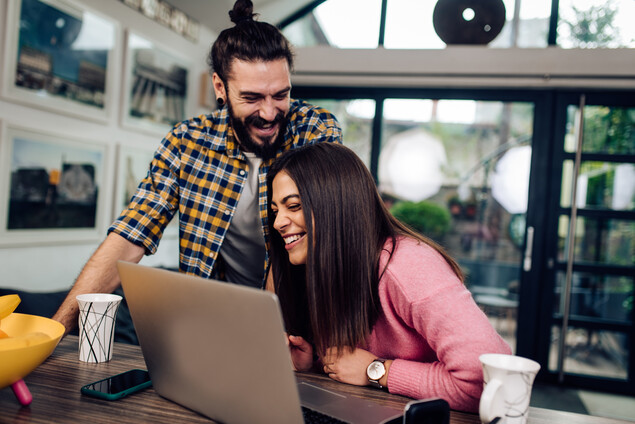 Young people viewing life insurance options.