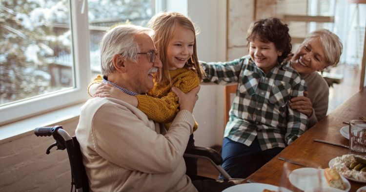 Grandparents spending time with their grandchildren