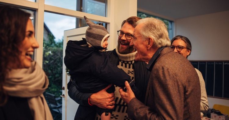 A multi-generation family get together for the holidays.