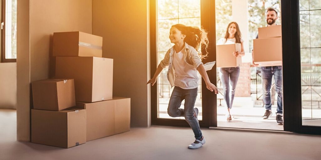 Young family of 3 excited to move into new house