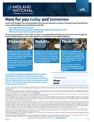 Deeply rooted client flyer to remind clients that a financial professional can offer protection, stability and flexibility for their life insurance policy.