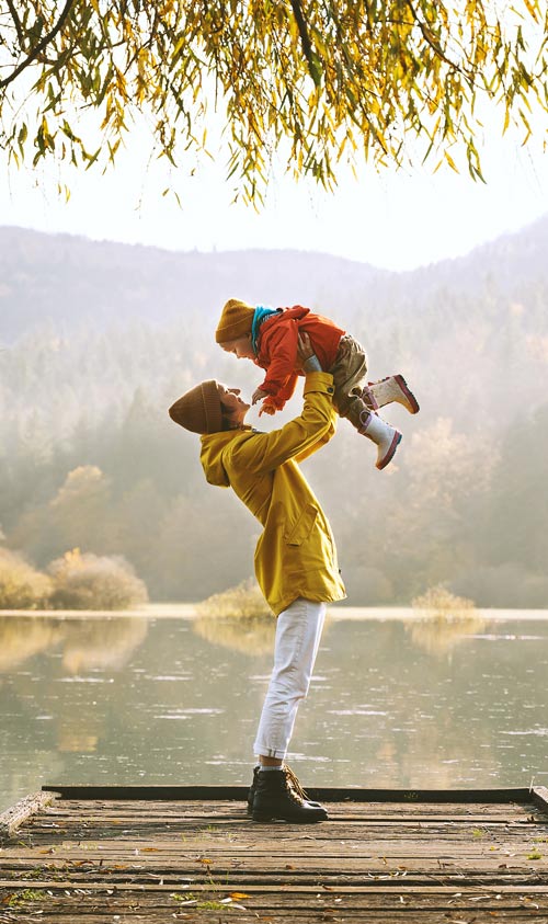 Parent and child playing